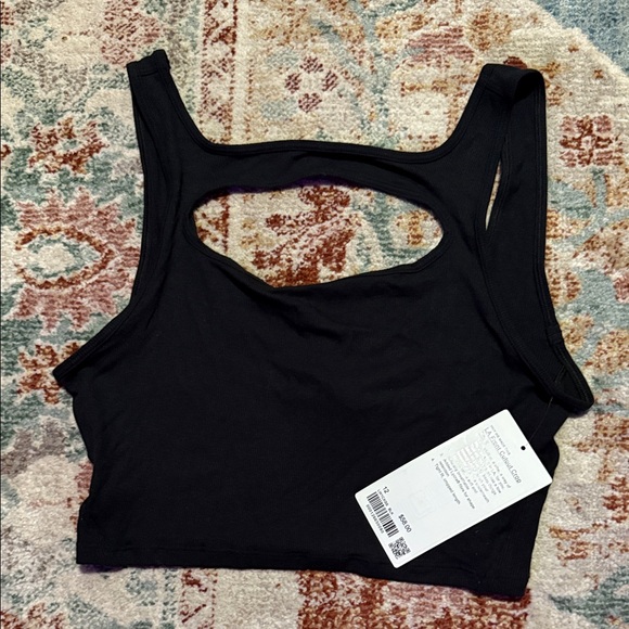 Black Women's Front Cut Out Crop Top - Picture 1 of 4